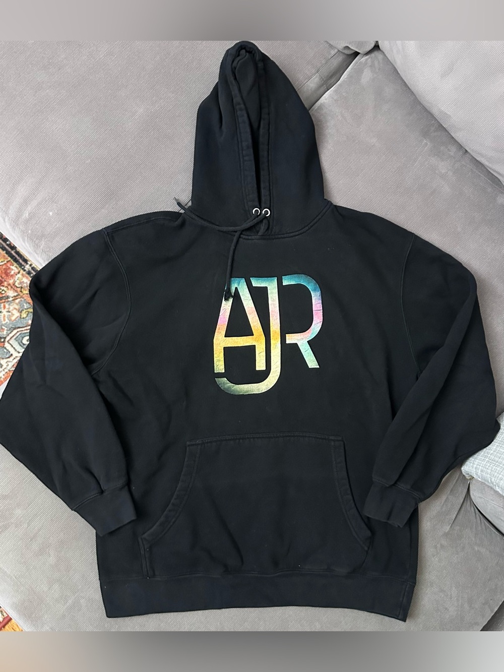 Rare AJR Black Lane Seven L/7 Hoodie Size XL - Big Colorful Graphic Logo